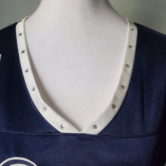 Women's New England Patriots Fans Jersey Fandom Embroidered Logo Blue White NWT - Picture 3 of 11